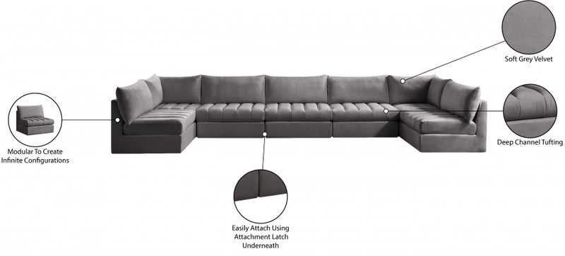 Jacob Velvet Modular 7 Piece Sectional