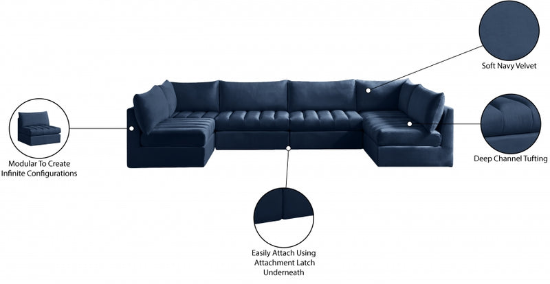Jacob Velvet Modular 6 Piece Sectional