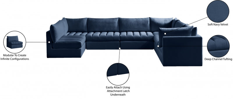 Jacob Velvet Modular 7 Piece Sectional