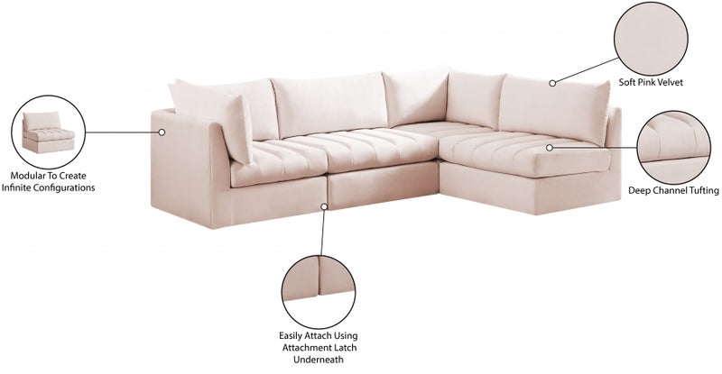Jacob Velvet Modular 4 Piece Sectional