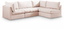 Jacob Velvet Modular 4 Piece Sectional
