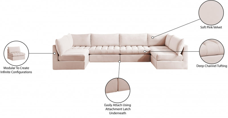 Jacob Velvet Modular 6 Piece Sectional