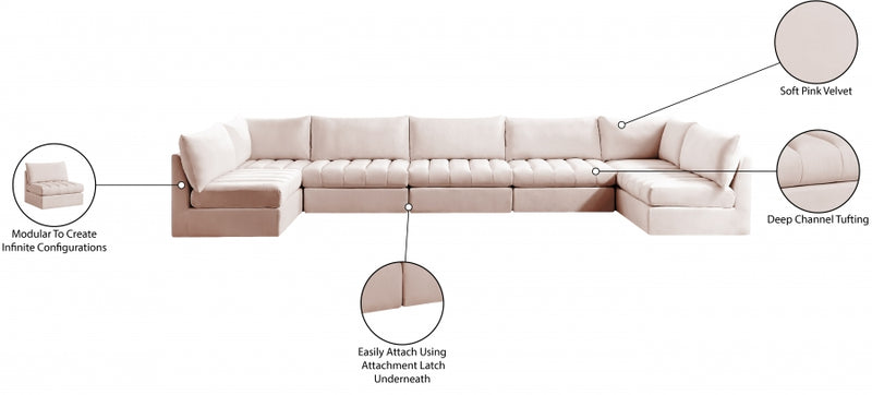Jacob Velvet Modular 7 Piece Sectional
