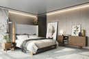 Modrest Heloise - Contemporary Grey Fabric & Walnut Trim Bed