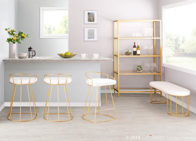 Canary Counter Stool Gold Metal - Set Of 2
