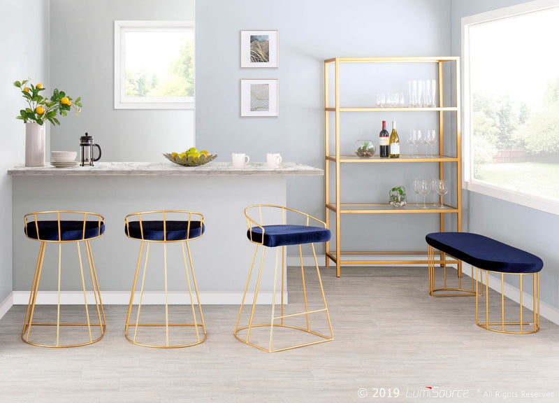 Canary Counter Stool Gold Metal - Set Of 2