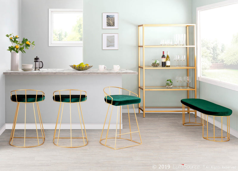 Canary Counter Stool Gold Metal - Set Of 2