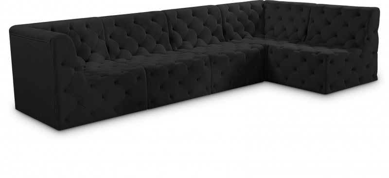 Tuft Velvet Modular 5 Piece Sectional