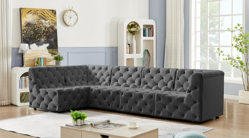 Tuft Velvet Modular 5 Piece Sectional