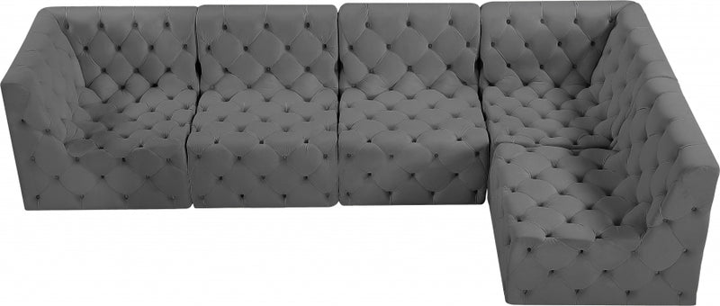 Tuft Velvet Modular 5 Piece Sectional