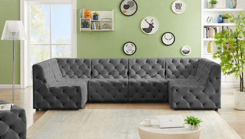 Tuft Velvet Modular 6 Piece Sectional