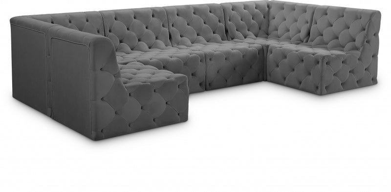 Tuft Velvet Modular 6 Piece Sectional