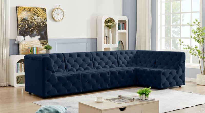 Tuft Velvet Modular 5 Piece Sectional