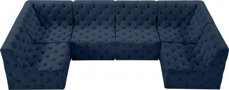 Tuft Velvet Modular 6 Piece Sectional