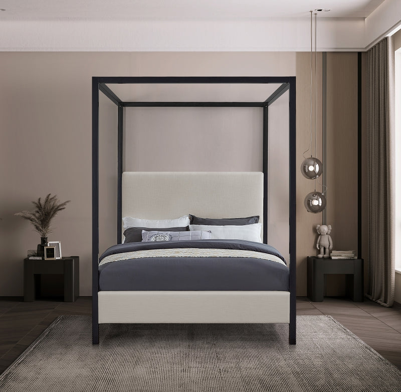 James Linen Textured Fabric Bed