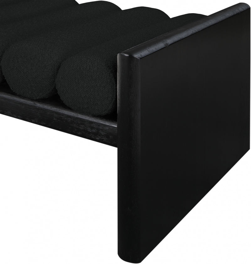 Waverly Boucle Fabric Black Bench