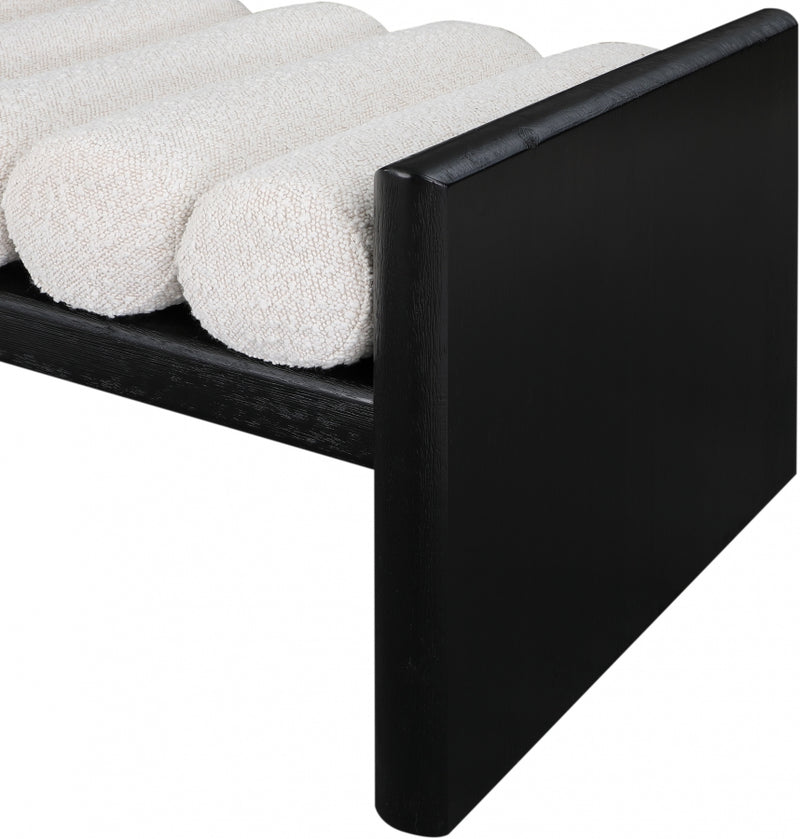 Waverly Boucle Fabric Black Bench