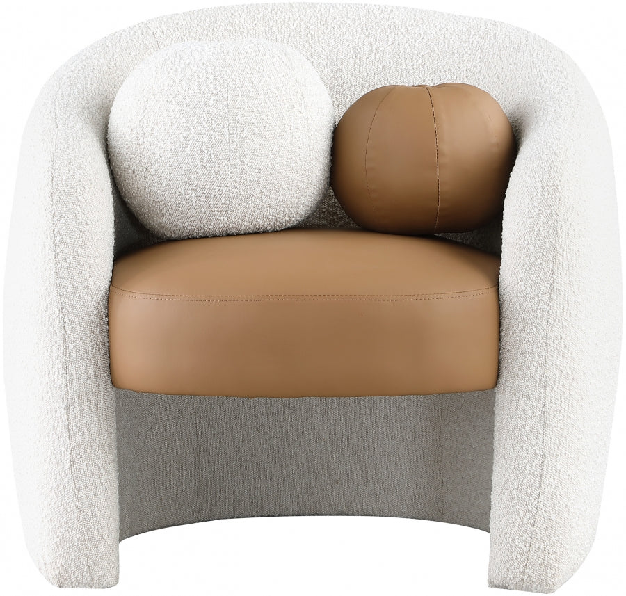 Acadia Boucle Fabric and Faux Leather Accent Chair