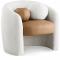 Acadia Boucle Fabric and Faux Leather Accent Chair