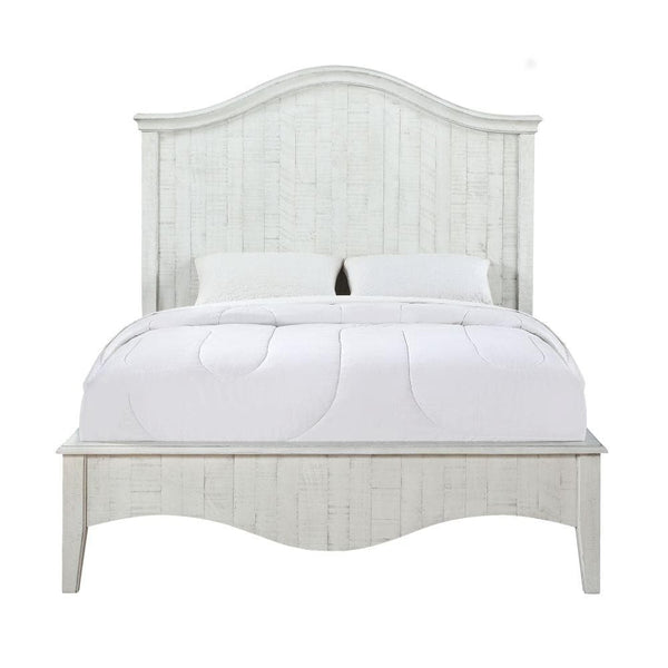 Ella Solid Wood Crown Bed in White Wash