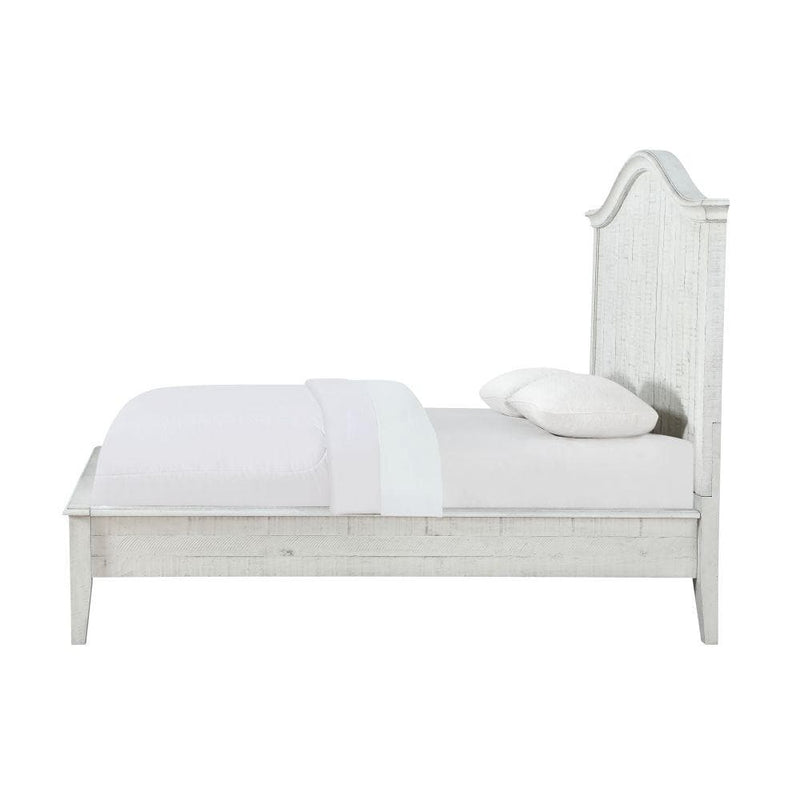Ella Solid Wood Crown Bed in White Wash