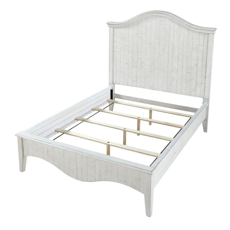 Ella Solid Wood Crown Bed in White Wash