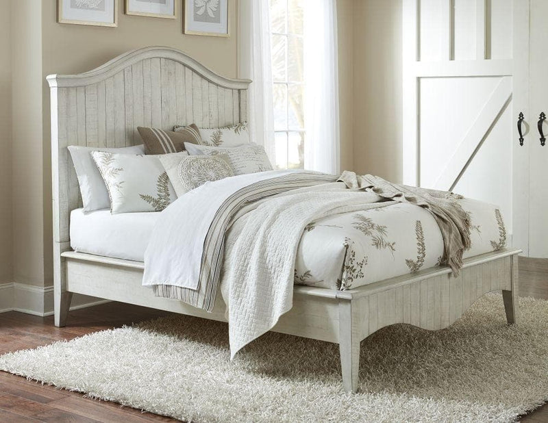 Ella Solid Wood Crown Bed in White Wash