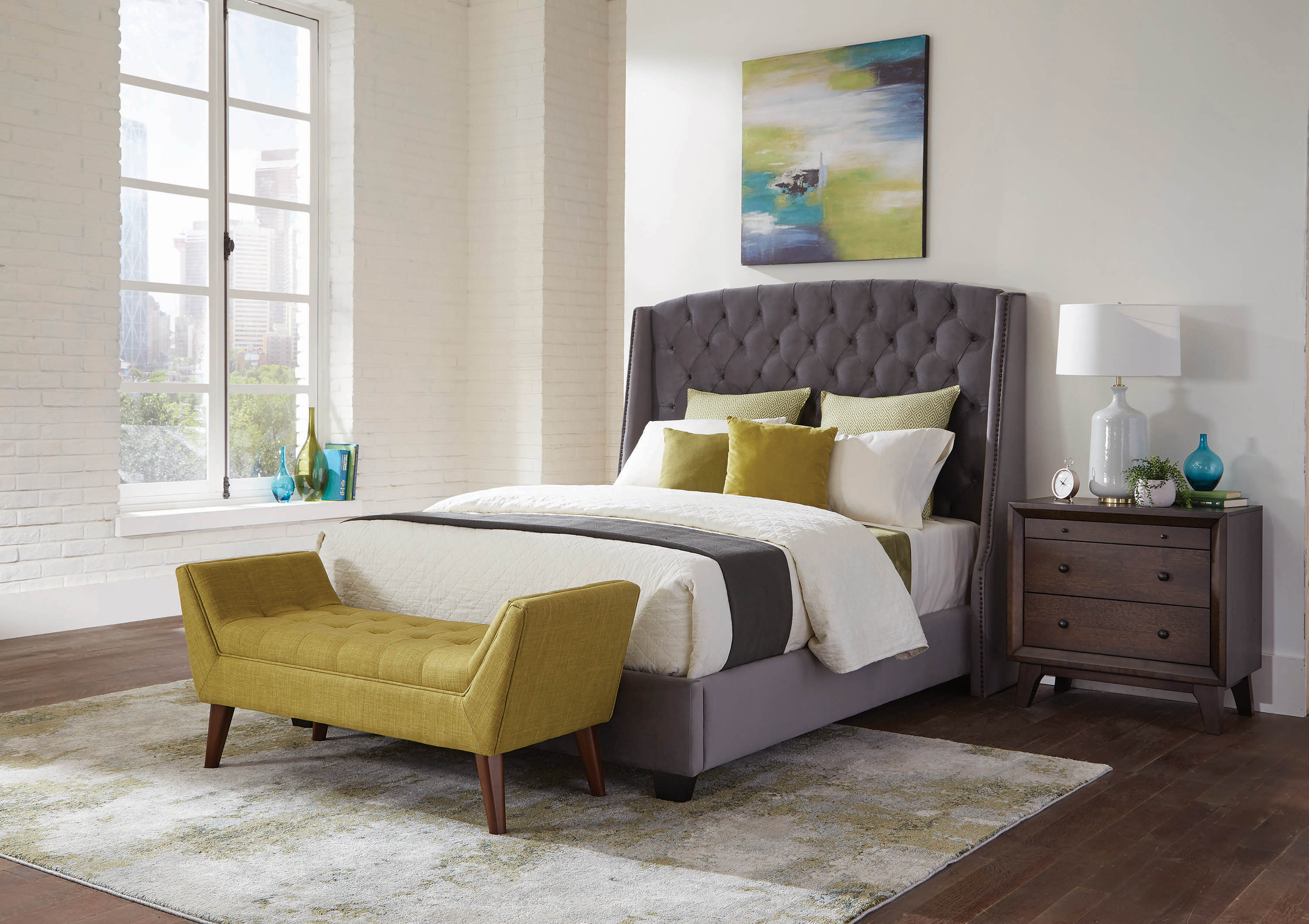 Pissarro Tufted Upholstered Bed Grey