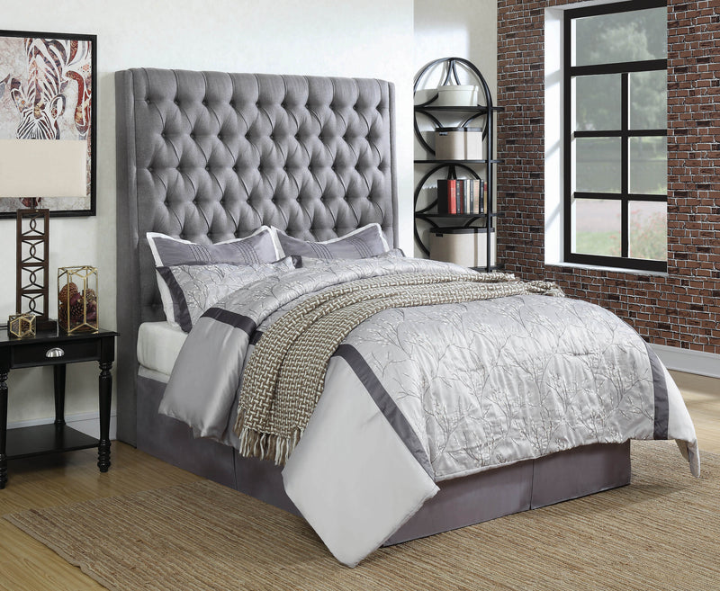Camille California King Button Tufted Bed Grey