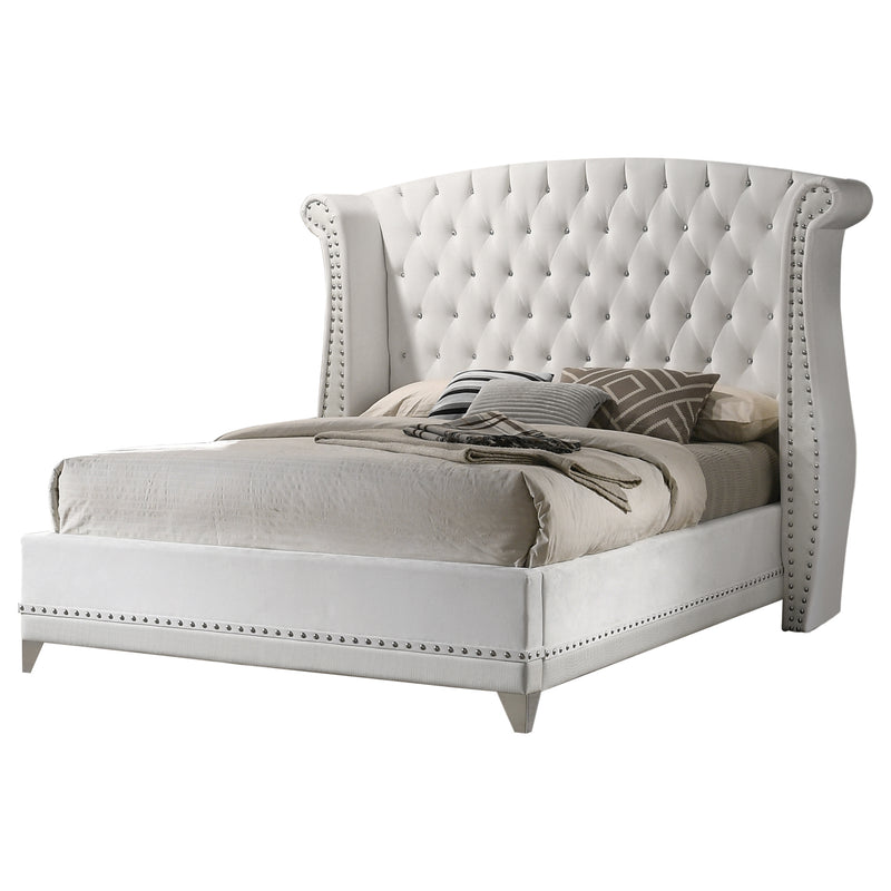 Barzini Wingback Tufted Velvet Bed White