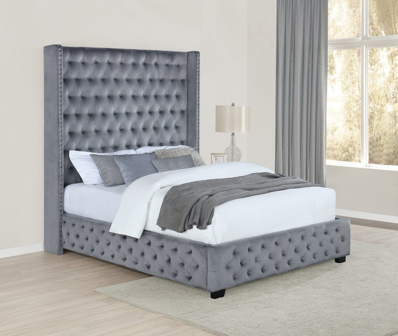 Rocori Wingback Tufted Bed Grey