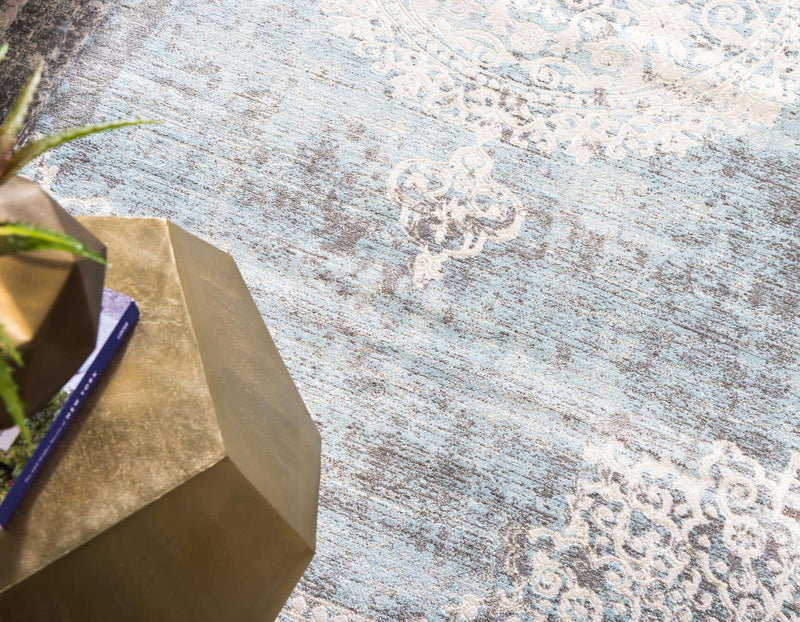 Light Blue New Classical Round Rug