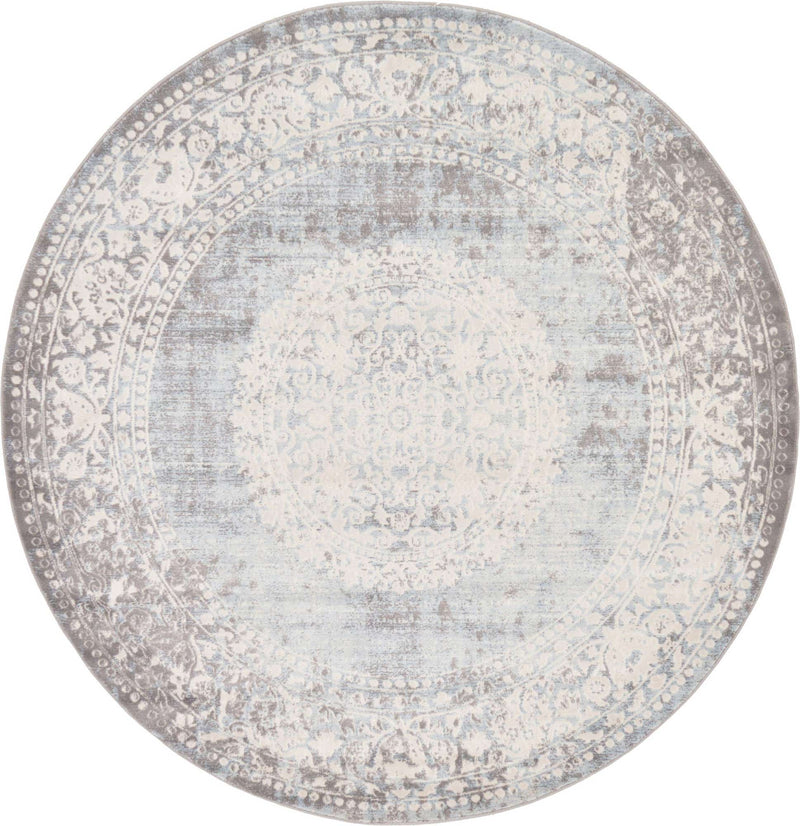 Light Blue New Classical Round Rug