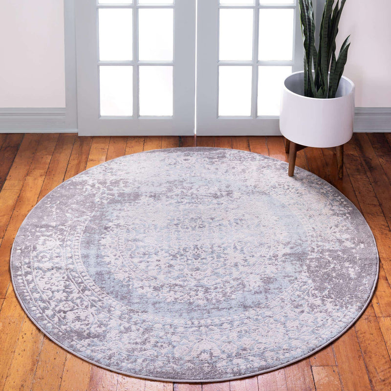 Light Blue New Classical Round Rug