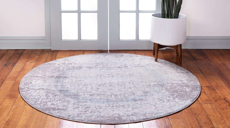 Light Blue New Classical Round Rug