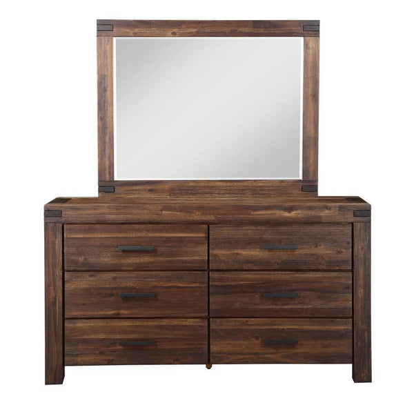 Meadow Six Drawer Solid Wood Dresser in Brick Brown