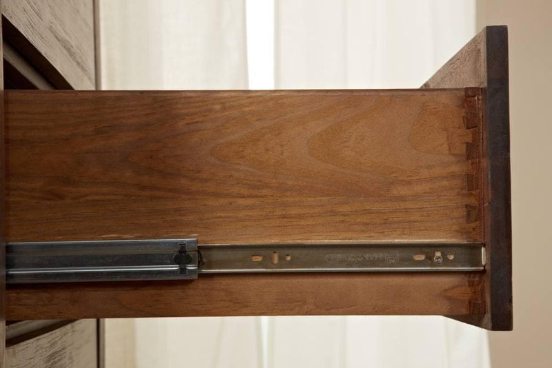 Meadow Five Drawer Solid Wood Chest in Brick Brown