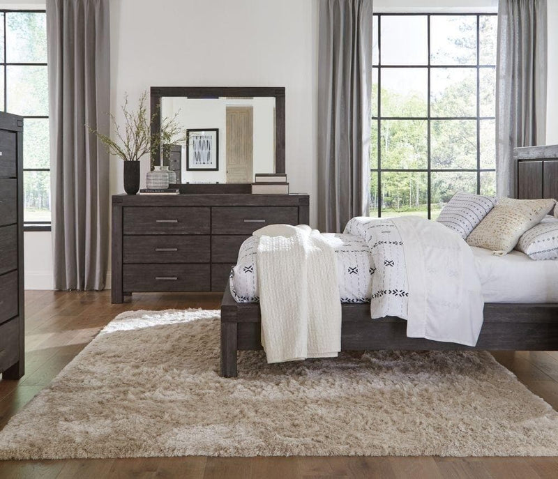 Meadow Solid Wood Beveled Glass Solid Wood Mirror in Graphite