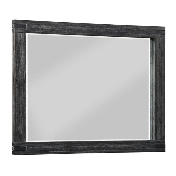 Meadow Solid Wood Beveled Glass Solid Wood Mirror in Graphite