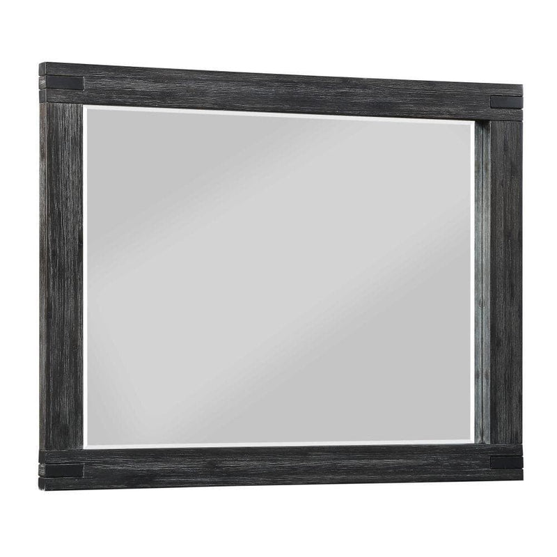 Meadow Solid Wood Beveled Glass Solid Wood Mirror in Graphite