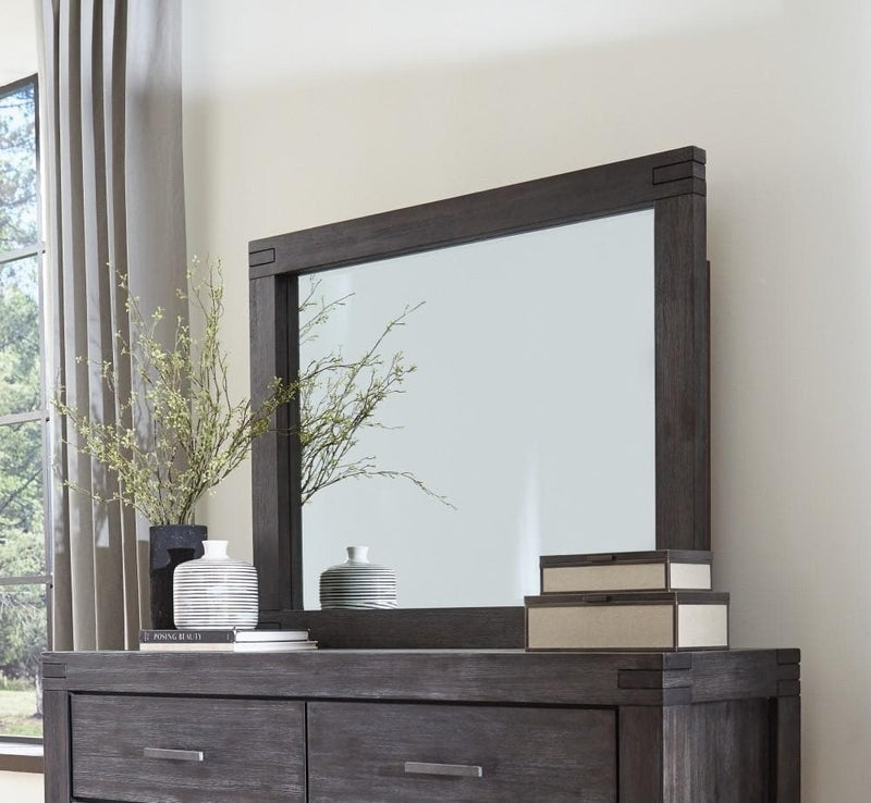 Meadow Solid Wood Beveled Glass Solid Wood Mirror in Graphite