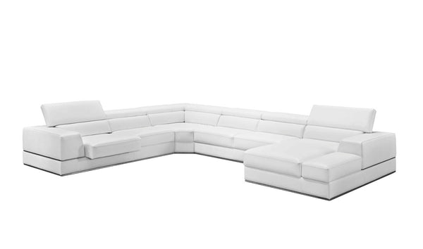 Divani Casa Pella - Modern White Bonded Leather U Shaped Sectional Sofa