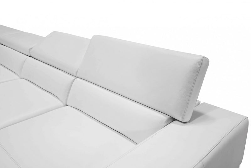 Divani Casa Pella - Modern White Italian Leather U Shaped Sectional Sofa