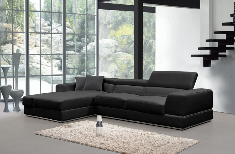 Divani Casa Pella Mini - Modern Leather Left Facing Sectional Sofa