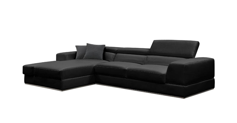 Divani Casa Pella Mini - Modern Leather Left Facing Sectional Sofa