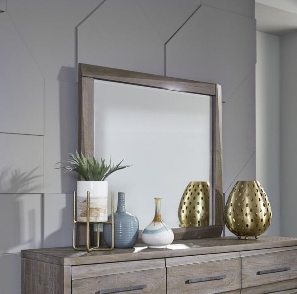 Hearst Solid Wood Beveled Glass Mirror in Sahara Tan
