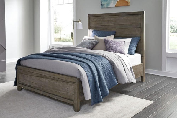 Hearst Solid Wood Panel Bed in Sahara Tan