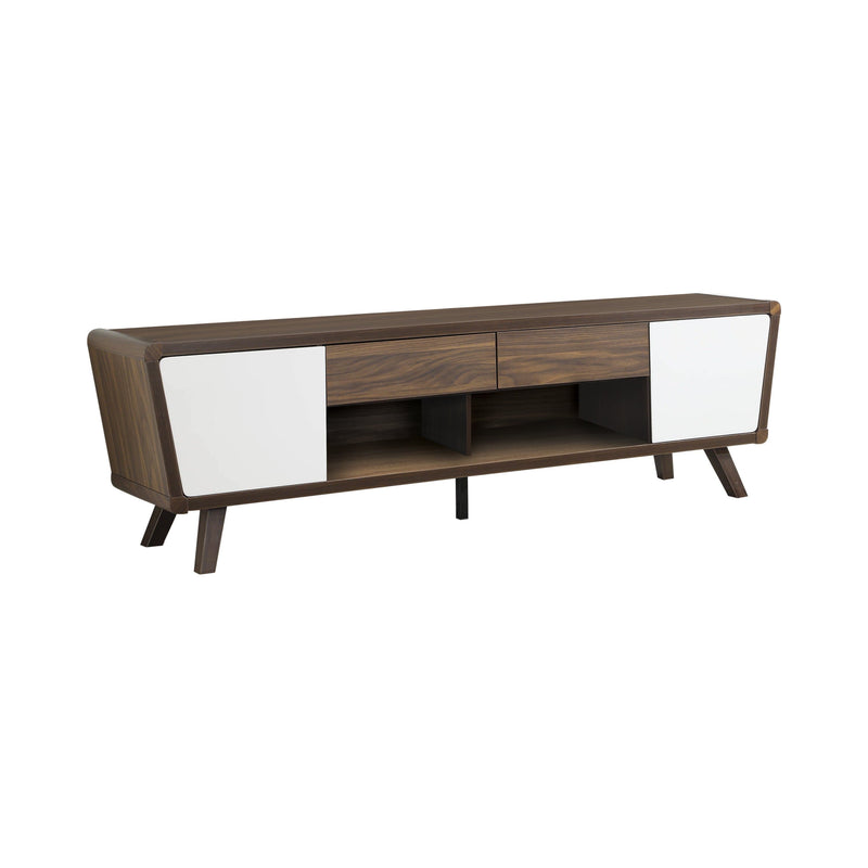 TV Console Dark Walnut And Glossy White