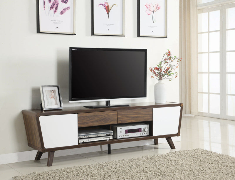 TV Console Dark Walnut And Glossy White