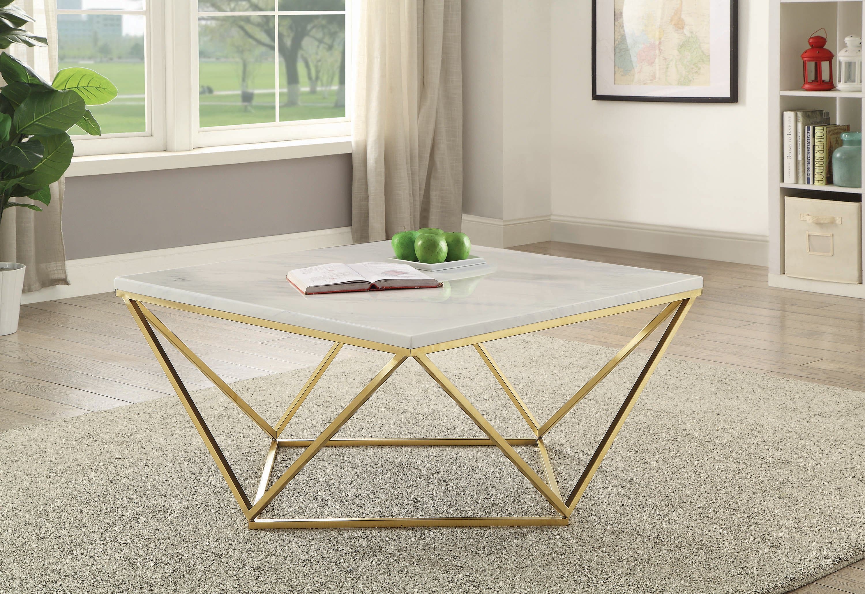 Jagan Gold Faux marble Coffee Table